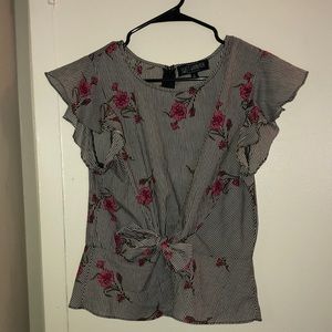 Sweet Wanderer Black and Pink Floral Blouse